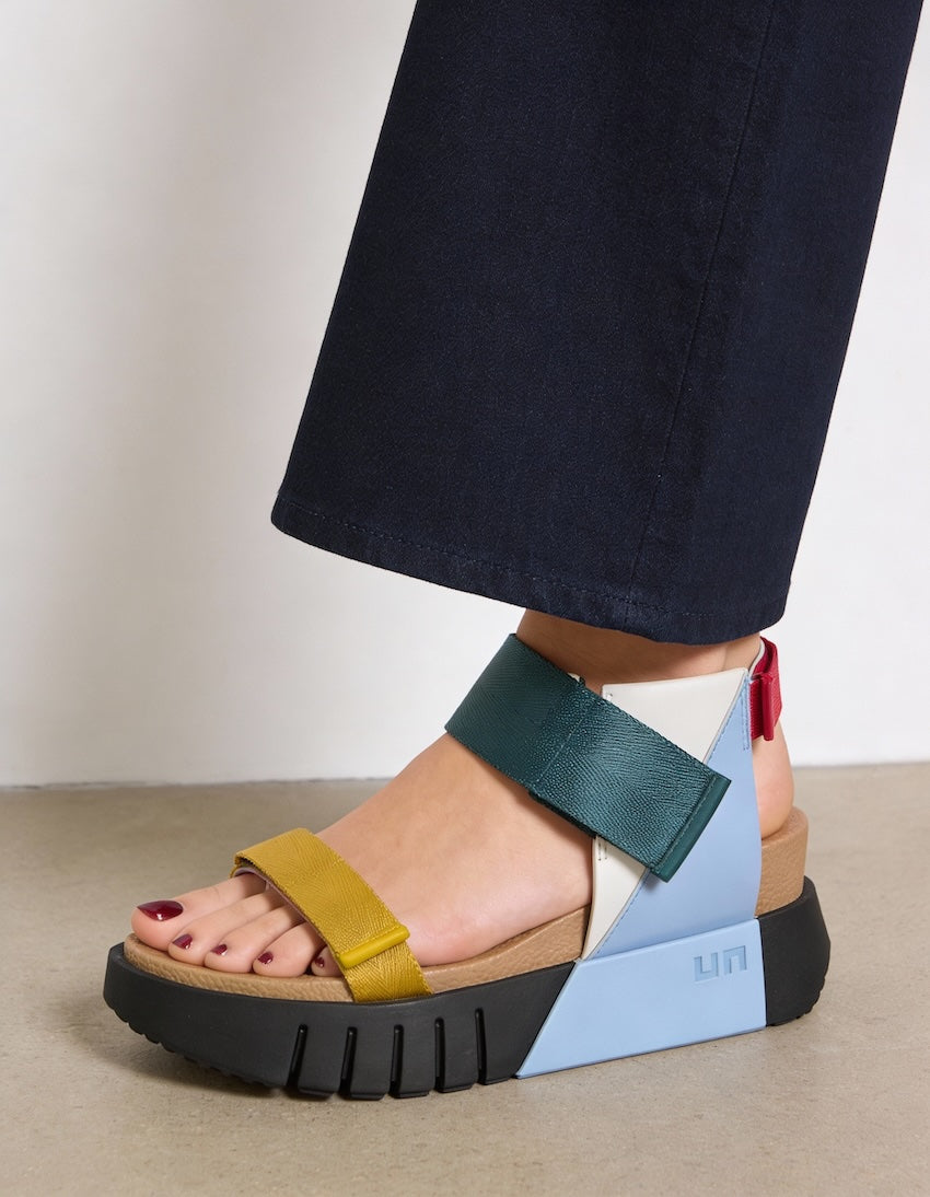 sandalia de plataforma elegante multicolor para mujer