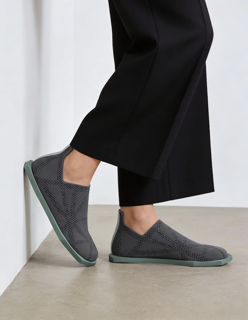 zapato plano de verano verde para mujer