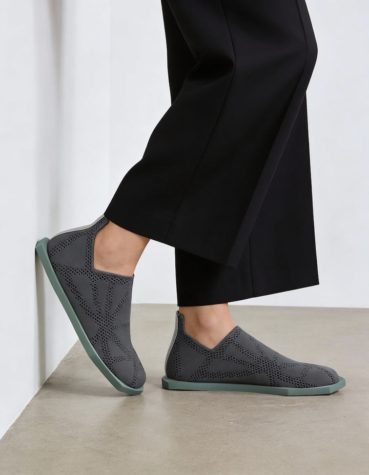 zapato plano de verano verde para mujer