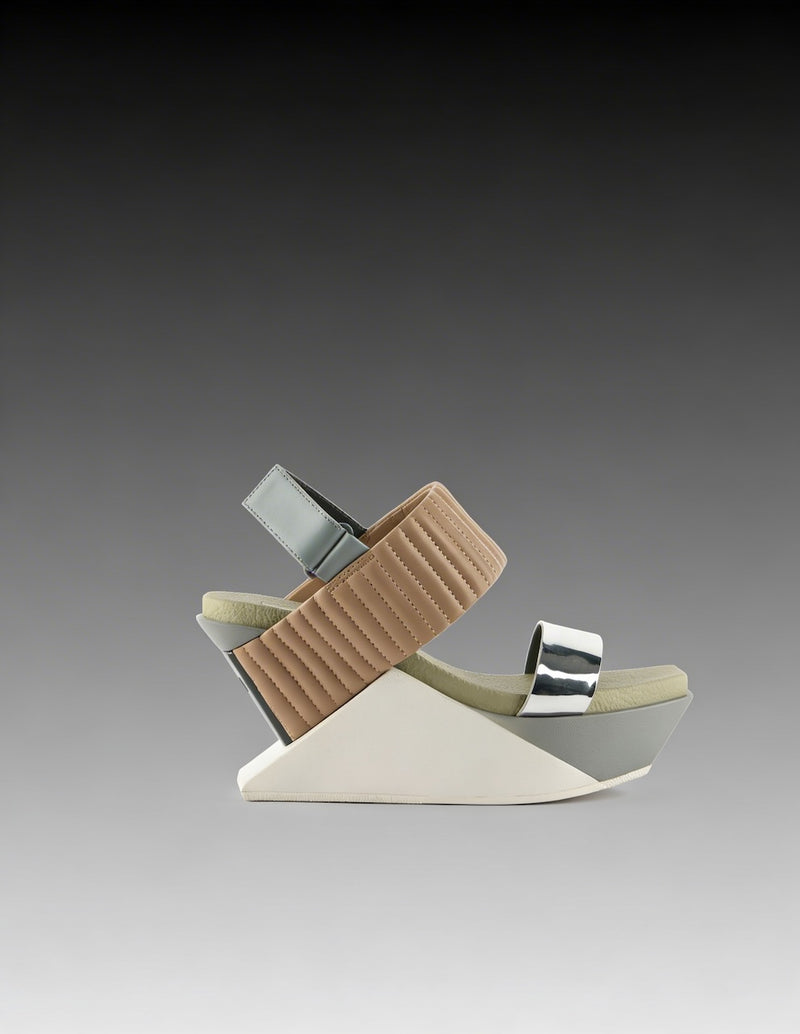 sandalias de plataforma ion cuña elegante en color neutro para mujer