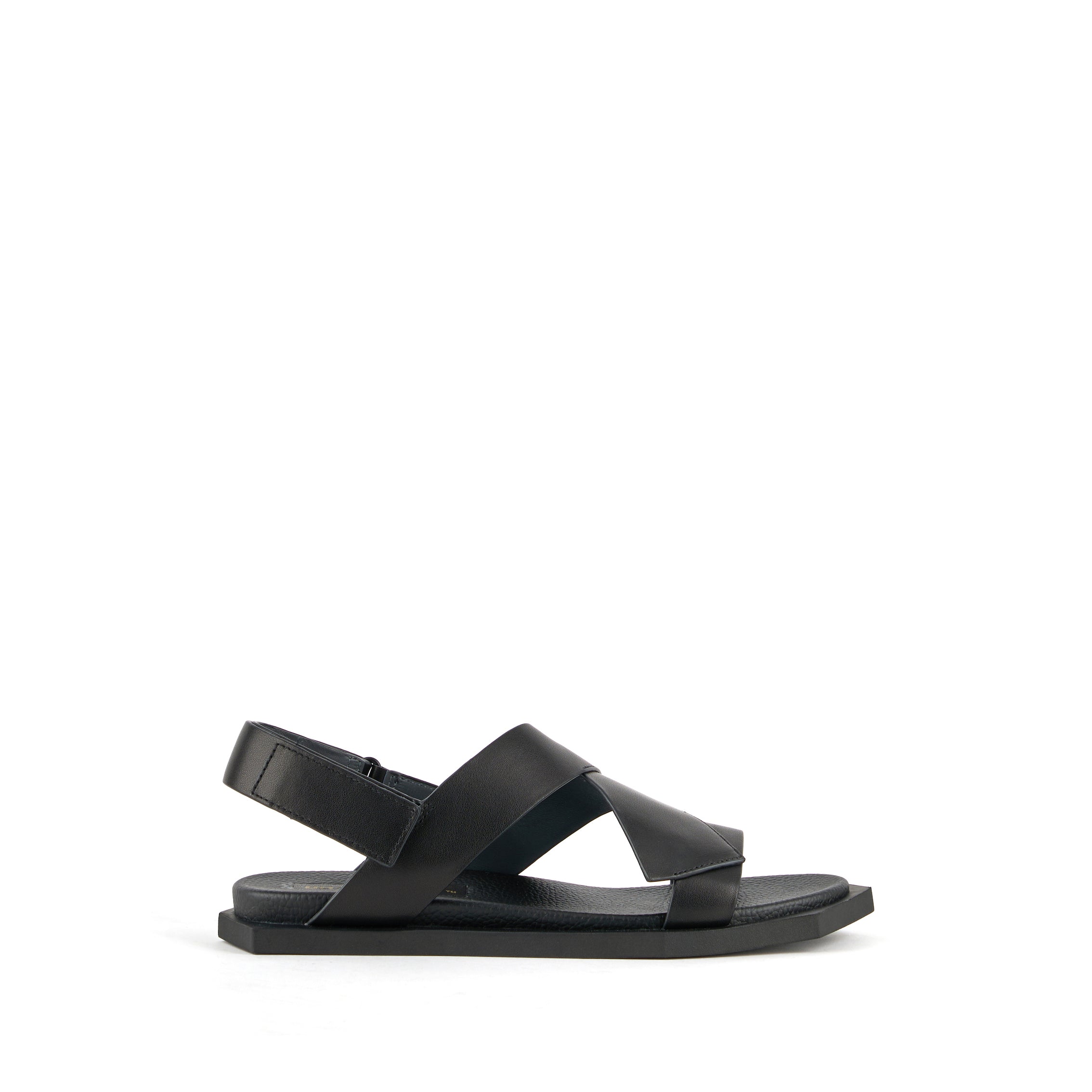POLY STRAPS | Sandalia plana de cuero negra para mujer – United Nude España