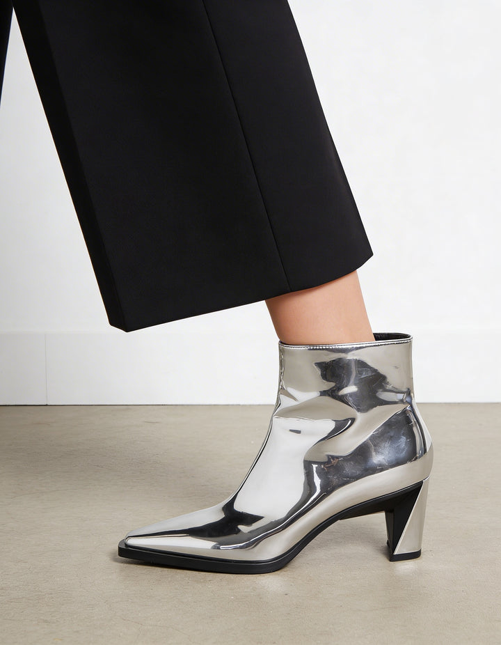 POLY BOOTIE MID MIRROR SILVER